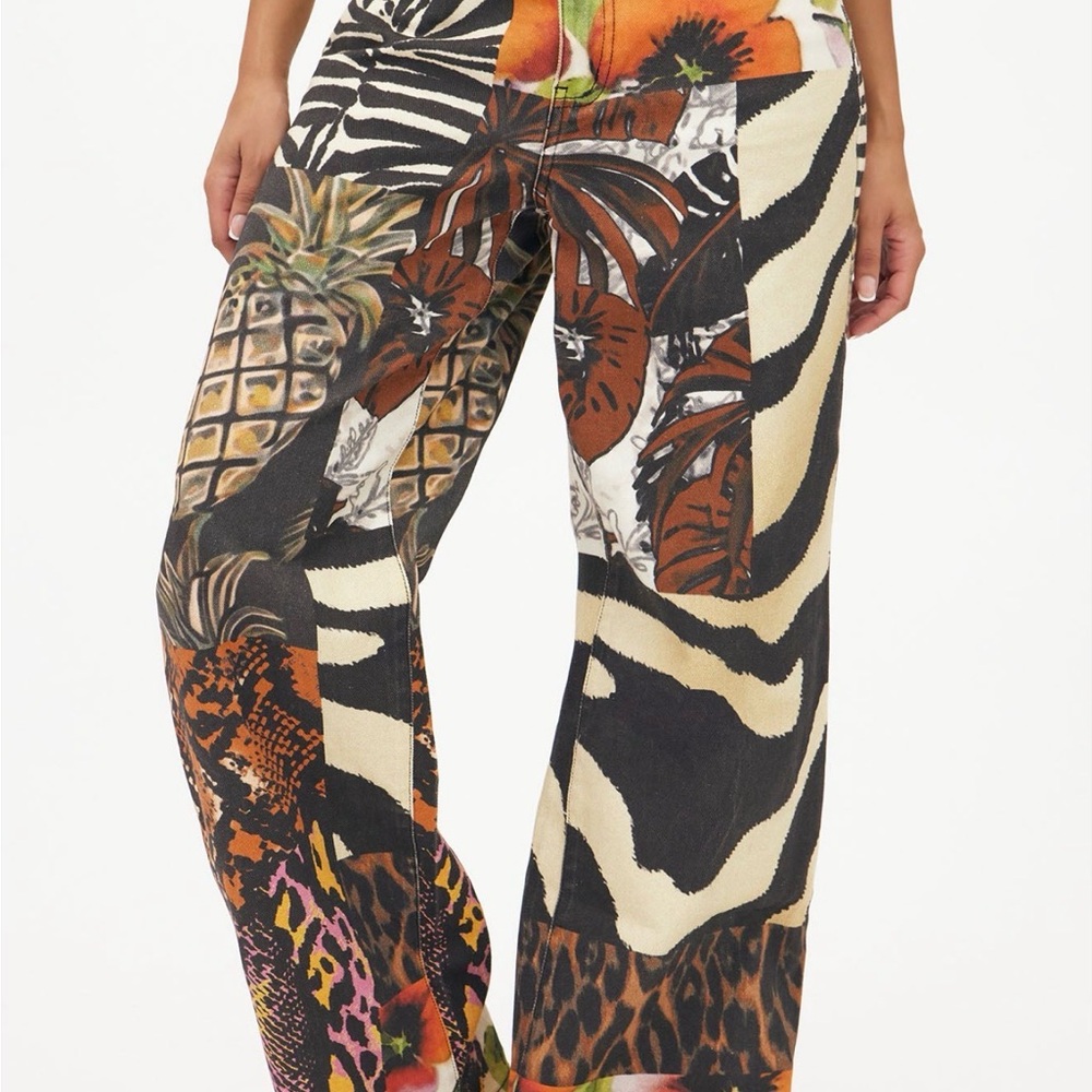 Fashion Nova Vibrant Animal Print Wide-Leg Pants